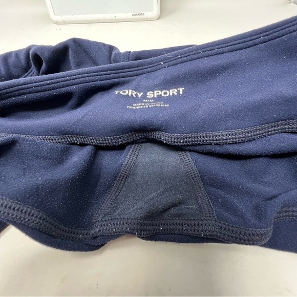 Tory Burch Sport x Soulcycle Navy Blue Stripe Leggings Size Med Limited Edition - Picture 11 of 13